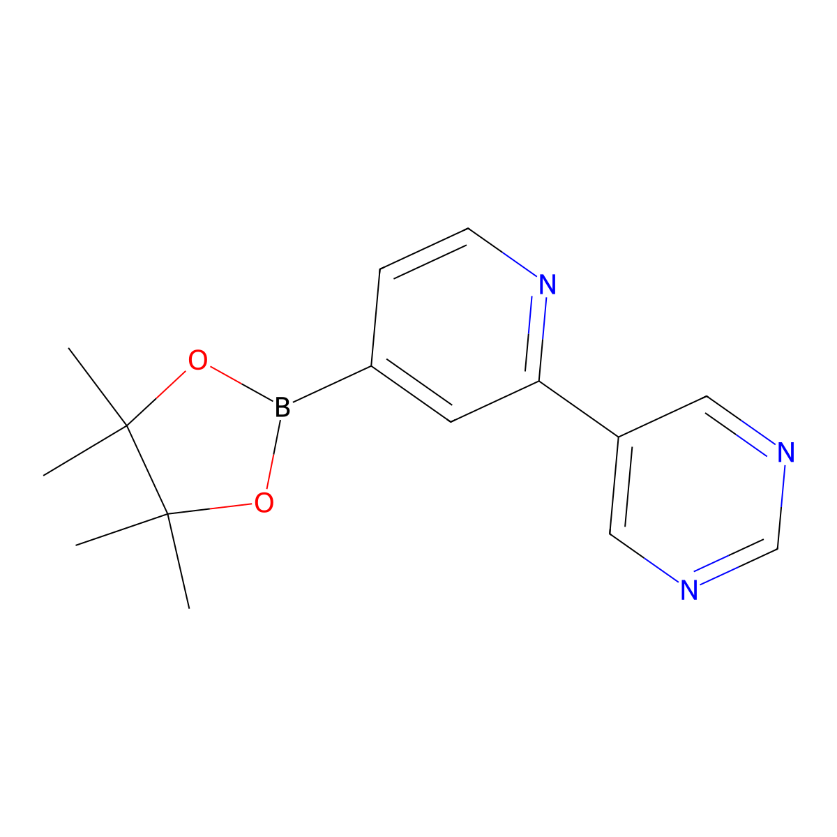 5-(4-(4,4,5,5-Tetramethyl-1,3,2-dioxaborolan-2-yl)pyridin-2-yl)pyrimidine molecular structure, CAS 1384480-18-5