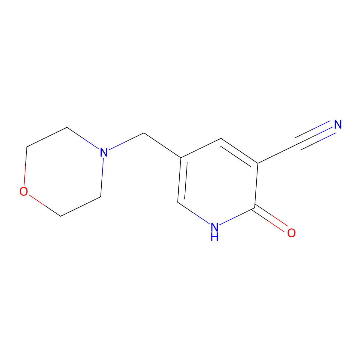 5-[(Morpholin-4-yl)methyl]-2-oxo-1,2-dihydropyridine-3-carbonitrile molecular structure, CAS 1384485-39-5