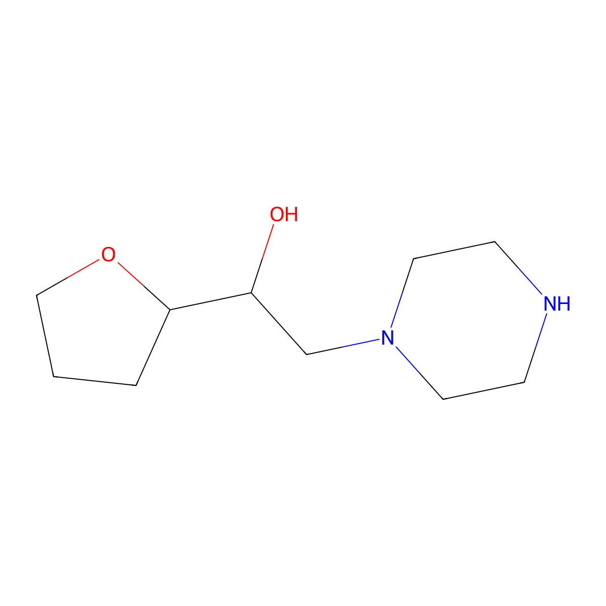 2-(Piperazin-1-yl)-1-(tetrahydrofuran-2-yl)ethan-1-ol molecular structure, CAS 1384510-53-5