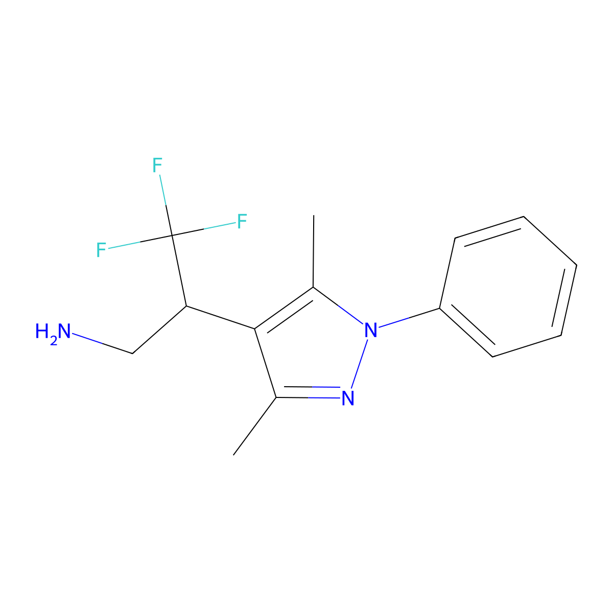2-(3,5-Dimethyl-1-phenyl-1H-pyrazol-4-yl)-3,3,3-trifluoropropan-1-amine molecular structure, CAS 1384510-54-6