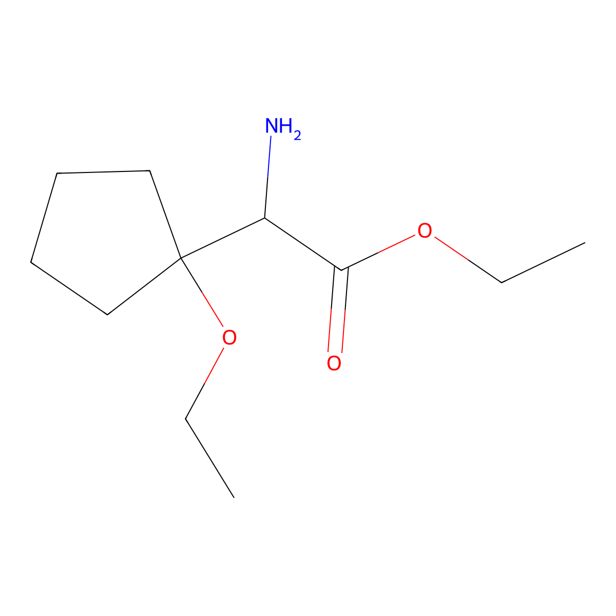 Ethyl 2-amino-2-(1-ethoxycyclopentyl)acetate molecular structure, CAS 1384534-62-6
