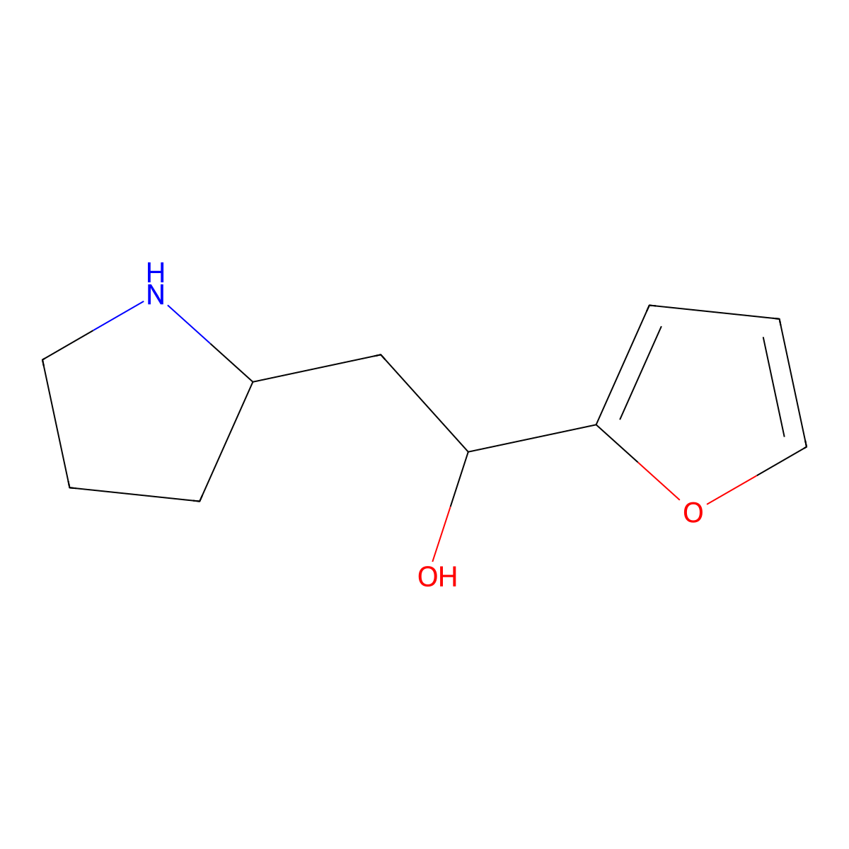 1-(Furan-2-yl)-2-(pyrrolidin-2-yl)ethan-1-ol molecular structure, CAS 1384534-93-3
