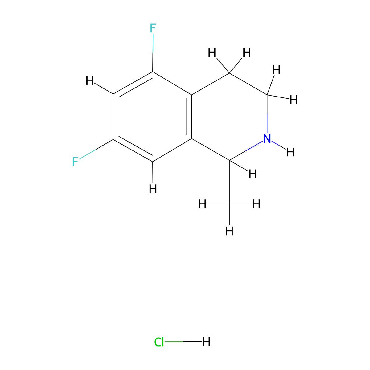5,7-Difluoro-1-methyl-1,2,3,4-tetrahydroisoquinoline hydrochloride molecular structure, CAS 1384556-57-3