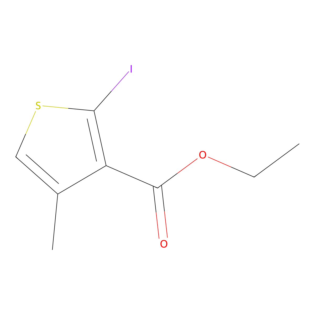 Ethyl 2-iodo-4-methylthiophene-3-carboxylate molecular structure, CAS 1384579-33-2