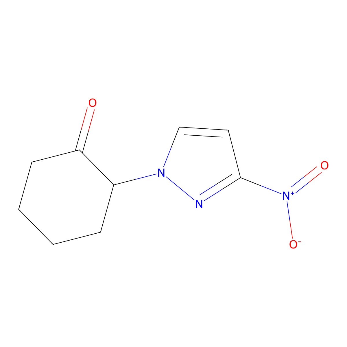 2-(3-nitro-1H-pyrazol-1-yl)cyclohexan-1-one molecular structure, CAS 1384582-16-4