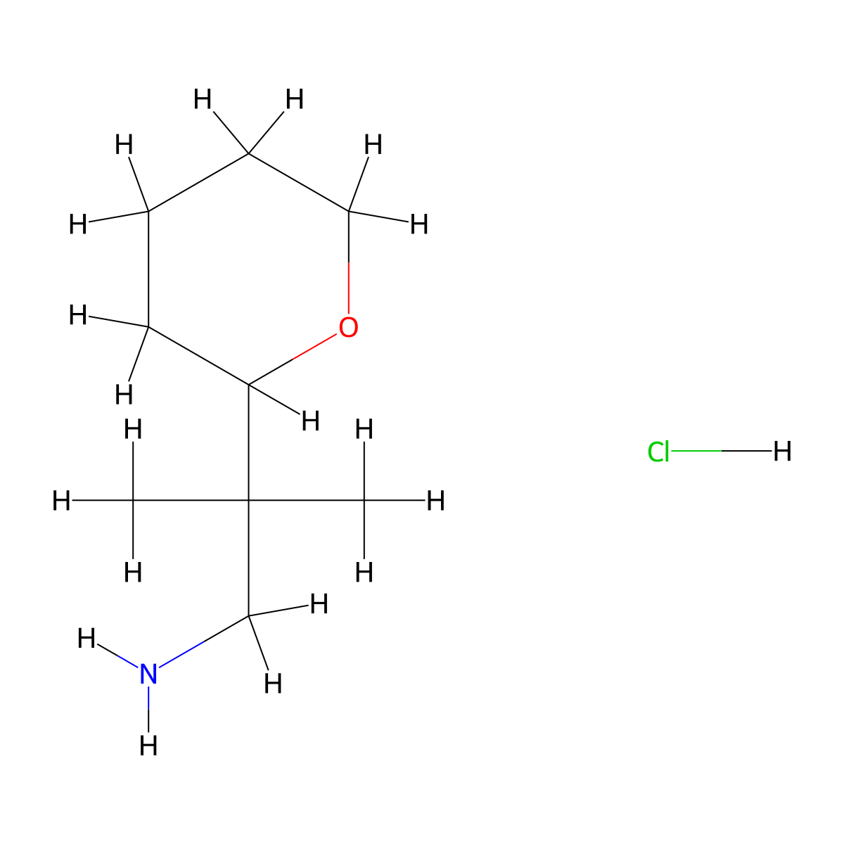 2-Methyl-2-(oxan-2-yl)propan-1-amine hydrochloride molecular structure, CAS 1384582-33-5