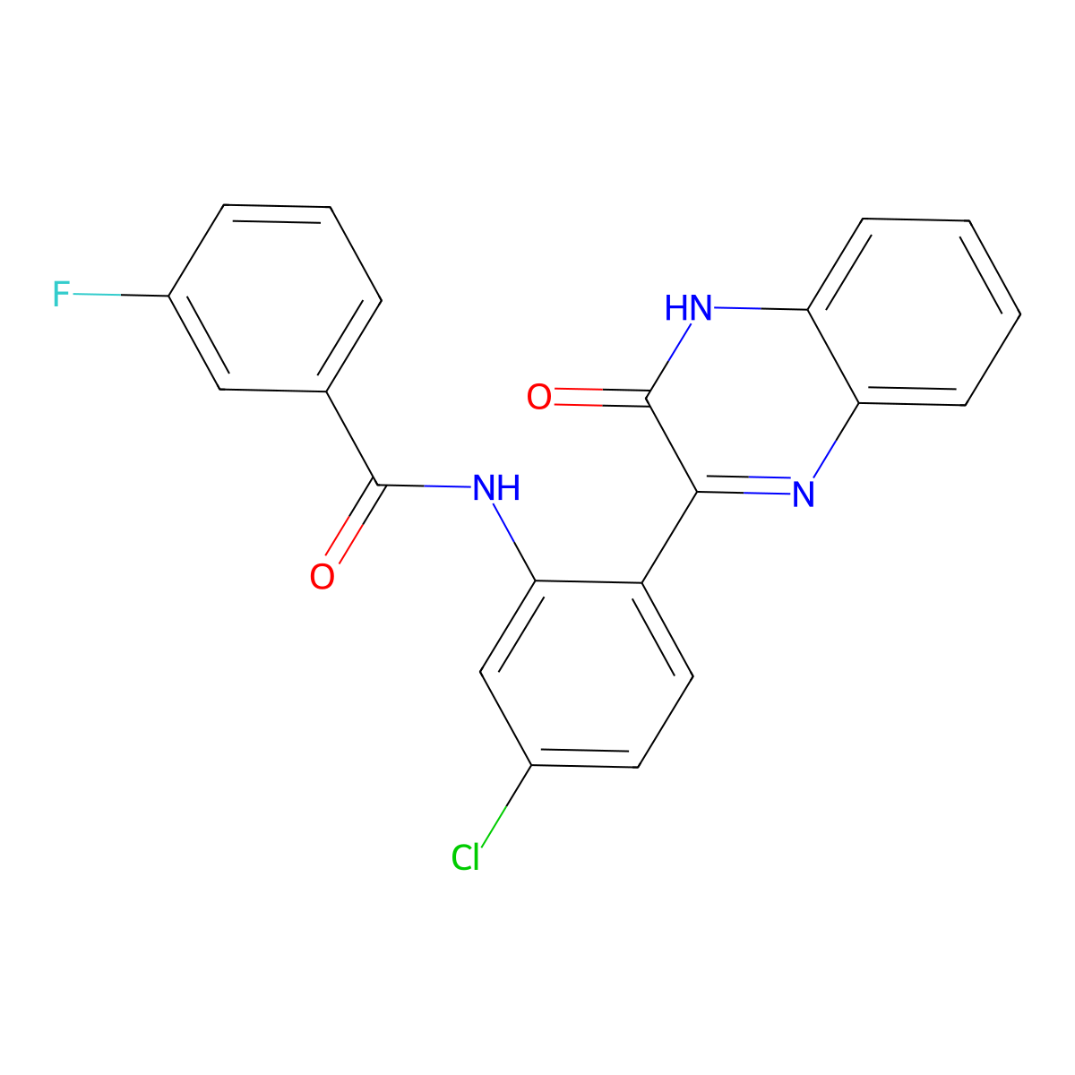 N-(5-chloro-2-(3-oxo-3,4-dihydroquinoxalin-2-yl)phenyl)-3-fluorobenzamide molecular structure, CAS 1384586-76-8
