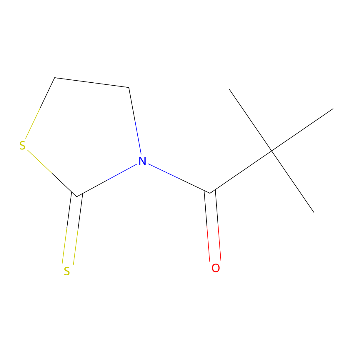 2,2-Dimethyl-1-(2-thioxothiazolidin-3-yl)propan-1-one molecular structure, CAS 138459-91-3