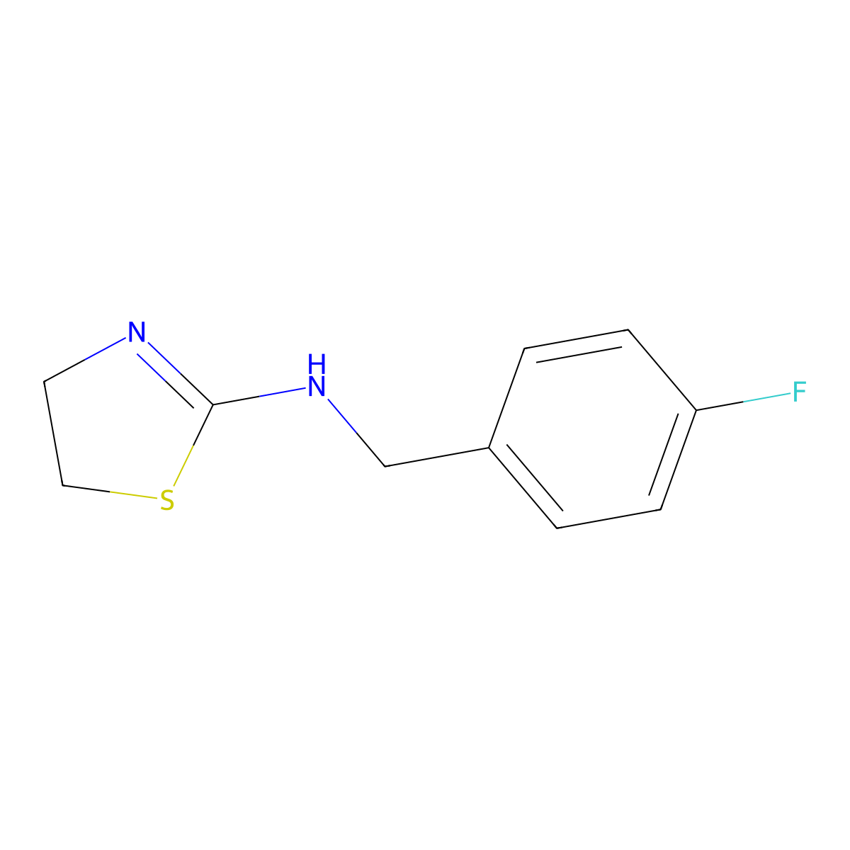 N-[(4-fluorophenyl)methyl]-4,5-dihydro-1,3-thiazol-2-amine molecular structure, CAS 13846-58-7