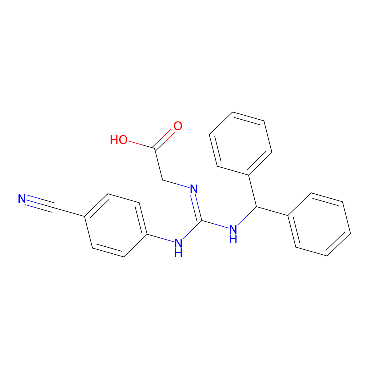 N-(((4-cyanophenyl)amino)((diphenylmethyl)amino)methylene)glycine molecular structure, CAS 138460-25-0