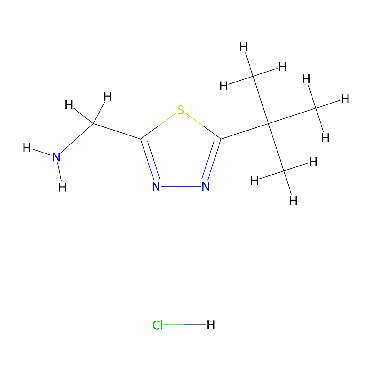 (5-Tert-butyl-1,3,4-thiadiazol-2-yl)methanamine hydrochloride molecular structure, CAS 1384650-22-9