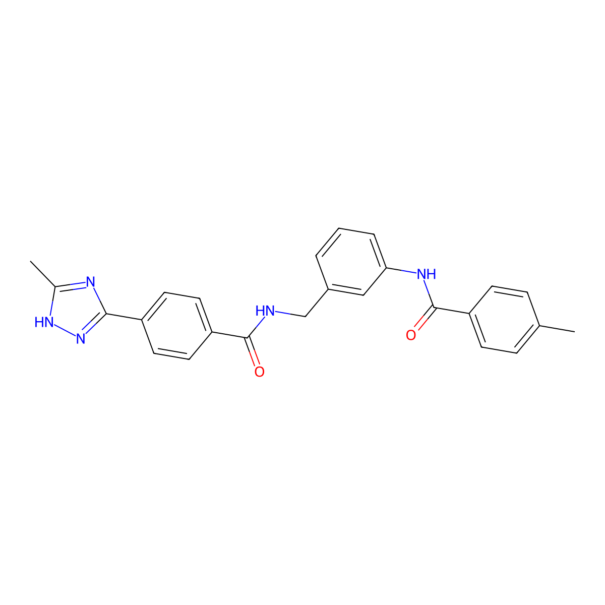 Benzamide, N-[[3-[(4-methylbenzoyl)amino]phenyl]methyl]-4-(3-methyl-1H-1,2,4-triazol-5-yl)- molecular structure, CAS 1384661-89-5