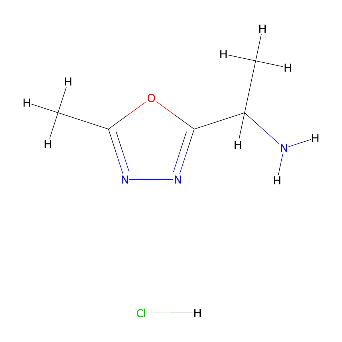 1-(5-Methyl-1,3,4-oxadiazol-2-yl)ethan-1-amine hydrochloride molecular structure, CAS 1384662-01-4
