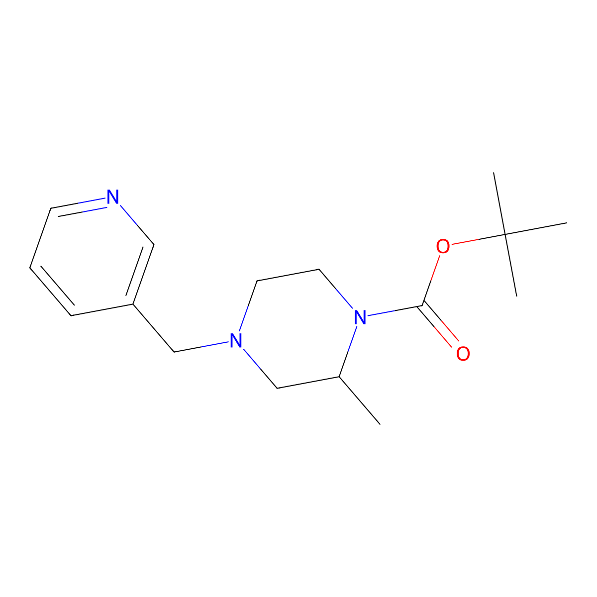 tert-Butyl 2-methyl-4-(pyridin-3-ylmethyl)piperazine-1-carboxylate molecular structure, CAS 1384664-99-6