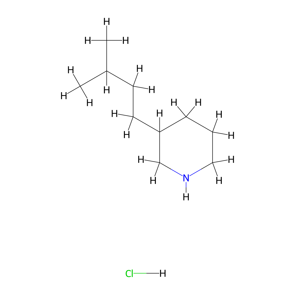 3-(3-Methylbutyl)piperidine hydrochloride molecular structure, CAS 1384669-07-1