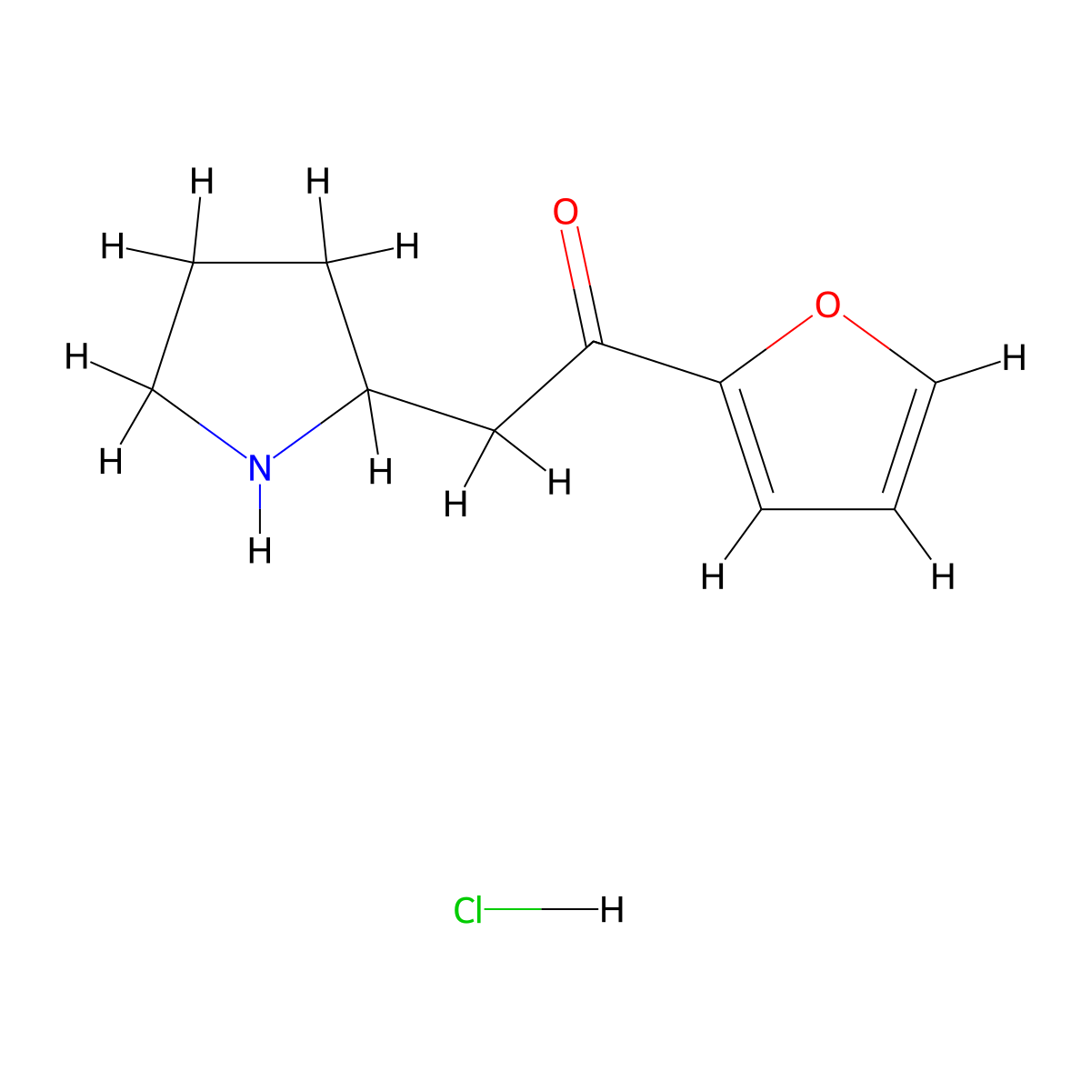 1-(Furan-2-yl)-2-(pyrrolidin-2-yl)ethan-1-one hydrochloride molecular structure, CAS 1384676-69-0