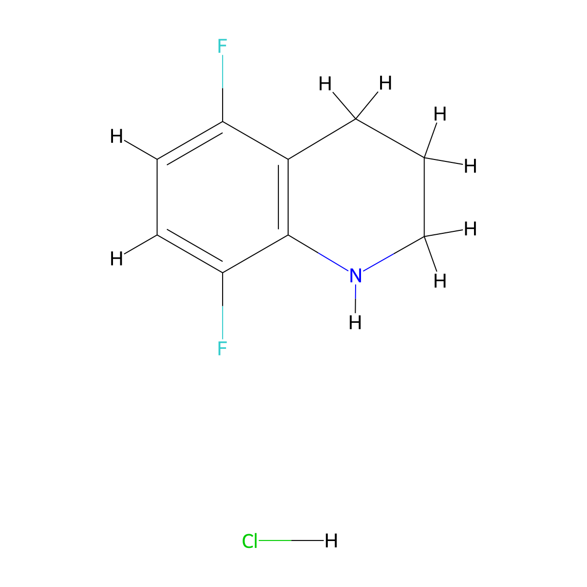5,8-Difluoro-1,2,3,4-tetrahydroquinoline hydrochloride molecular structure, CAS 1384677-35-3