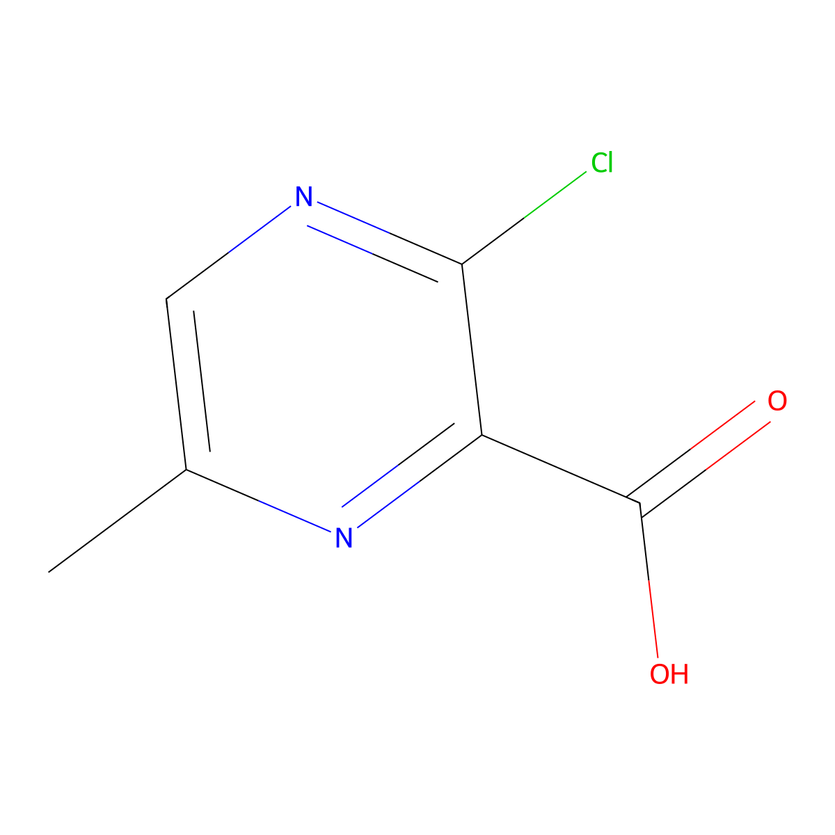 3-Chloro-6-methylpyrazine-2-carboxylic acid molecular structure, CAS 1384678-93-6