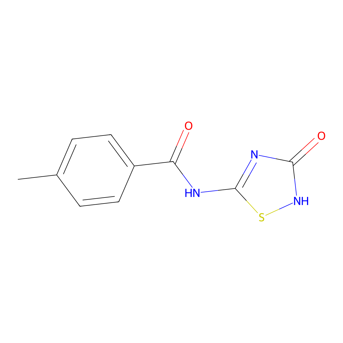 N-(3-hydroxy-1,2,4-thiadiazol-5-yl)-4-methylbenzenecarboxamide molecular structure, CAS 138468-80-1