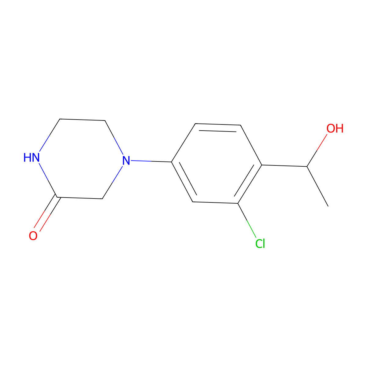 4-[3-Chloro-4-(1-hydroxyethyl)phenyl]piperazin-2-one molecular structure, CAS 1384680-90-3