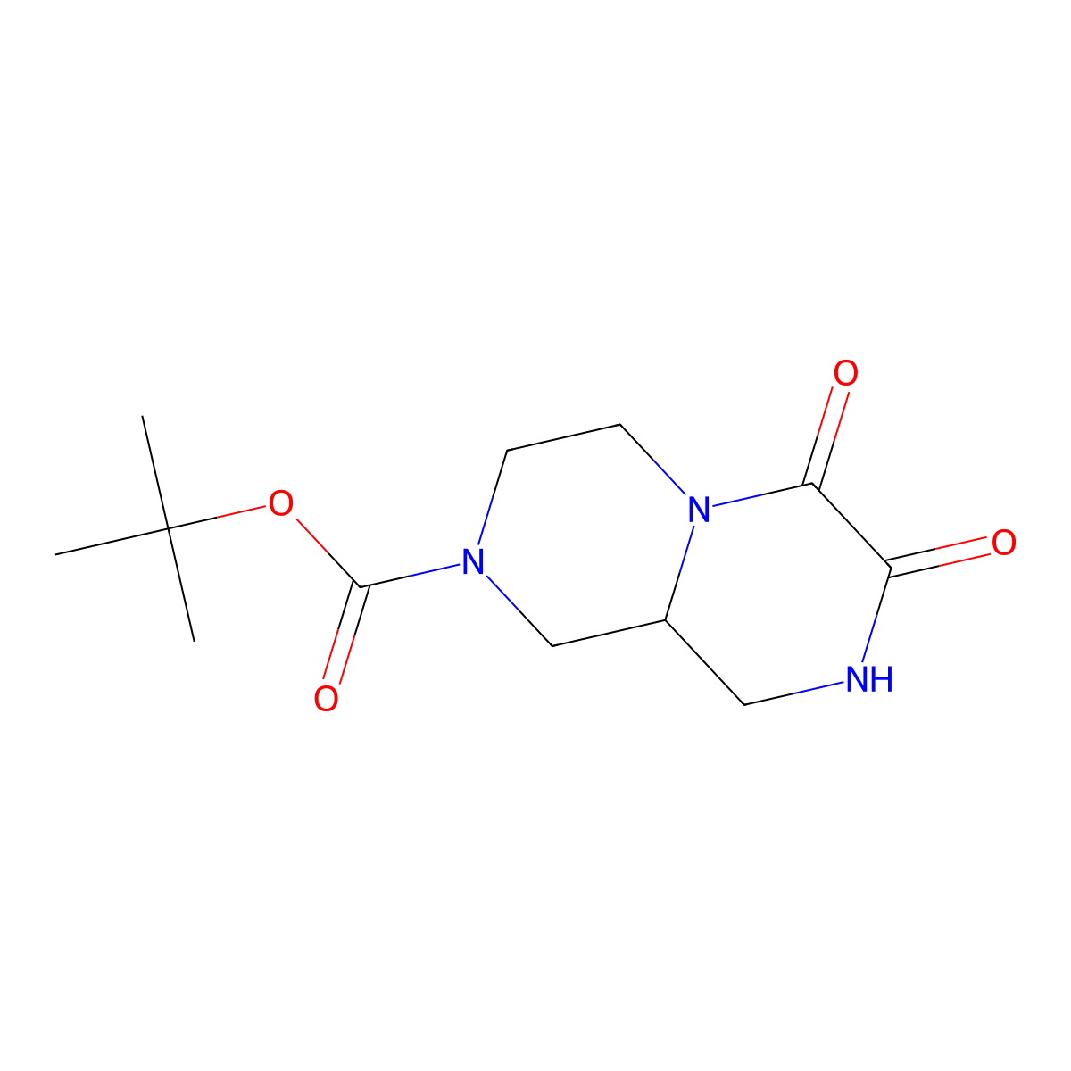 tert-butyl 6,7-dioxo-octahydro-1H-pyrazino(1,2-a)piperazine-2-carboxylate molecular structure, CAS 1384699-68-6