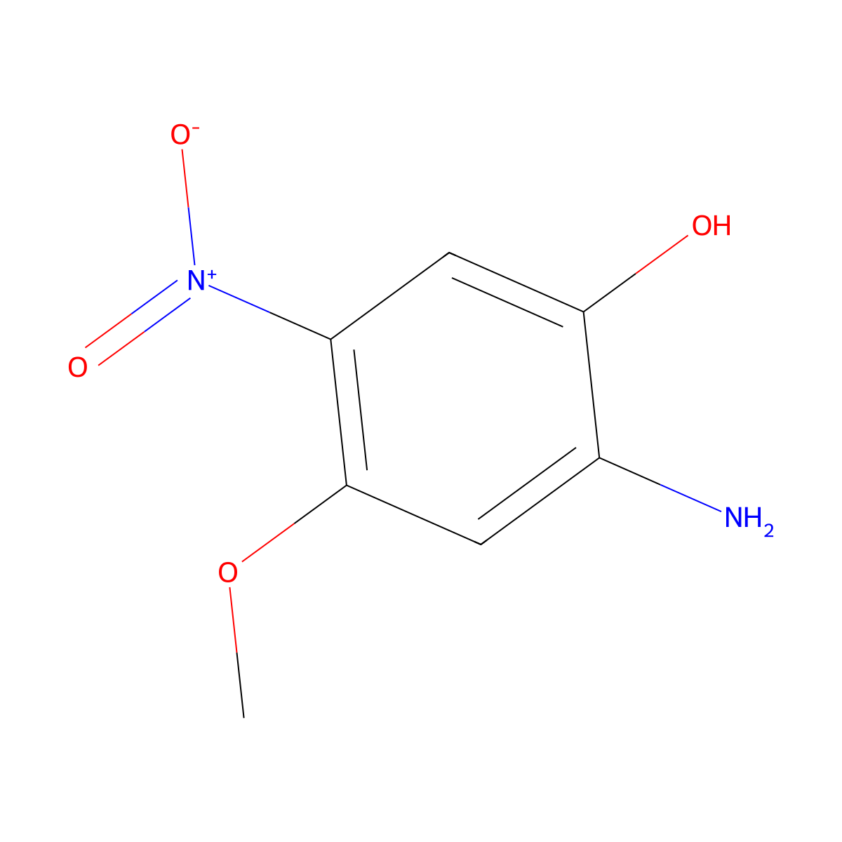 2-Amino-4-methoxy-5-nitrophenol molecular structure, CAS 1384701-67-0