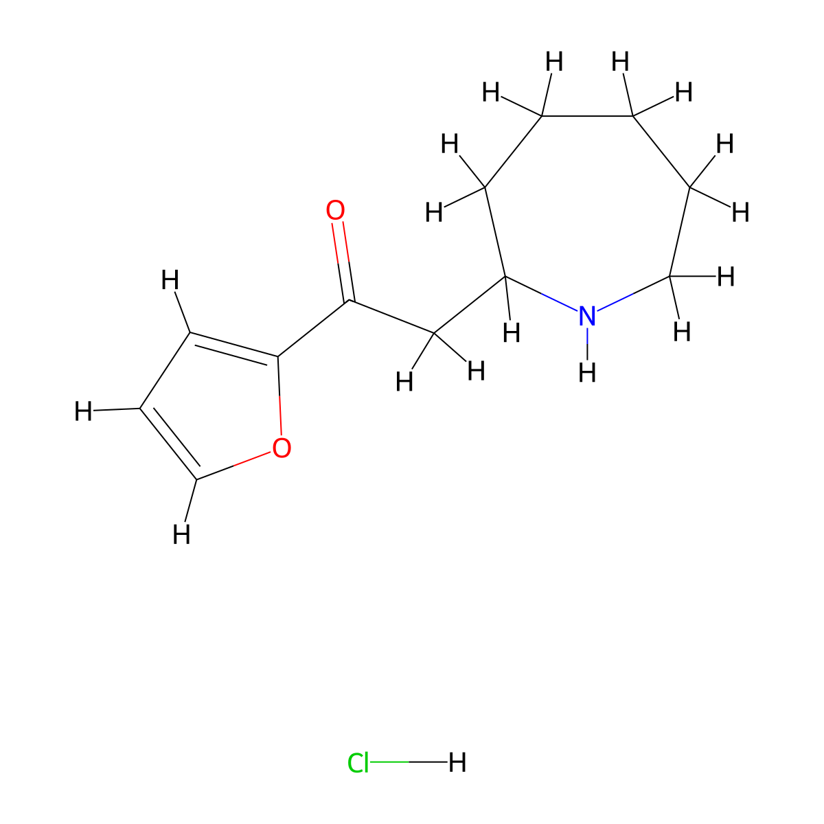2-(Azepan-2-yl)-1-(furan-2-yl)ethan-1-one hydrochloride molecular structure, CAS 1384702-33-3