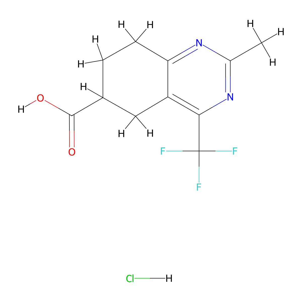 2-Methyl-4-(trifluoromethyl)-5,6,7,8-tetrahydroquinazoline-6-carboxylic acid hydrochloride molecular structure, CAS 1384707-94-1