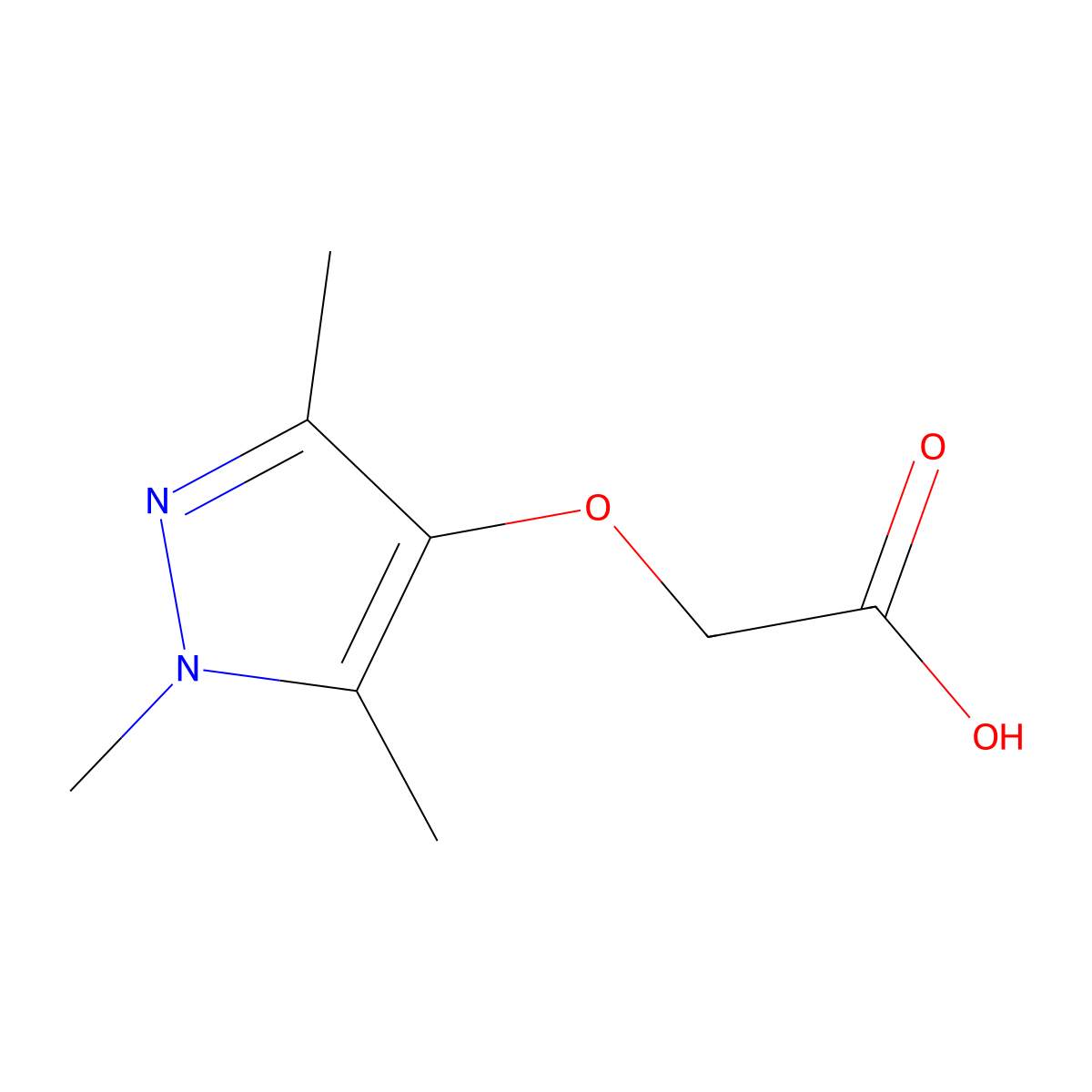 2-[(trimethyl-1H-pyrazol-4-yl)oxy]acetic acid molecular structure, CAS 1384713-18-1