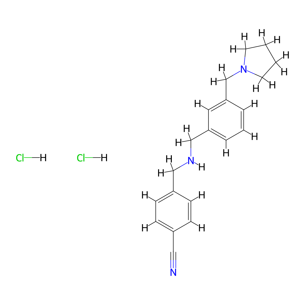 4-[({[3-(Pyrrolidin-1-ylmethyl)phenyl]methyl}amino)methyl]benzonitrile dihydrochloride molecular structure, CAS 1384715-28-9