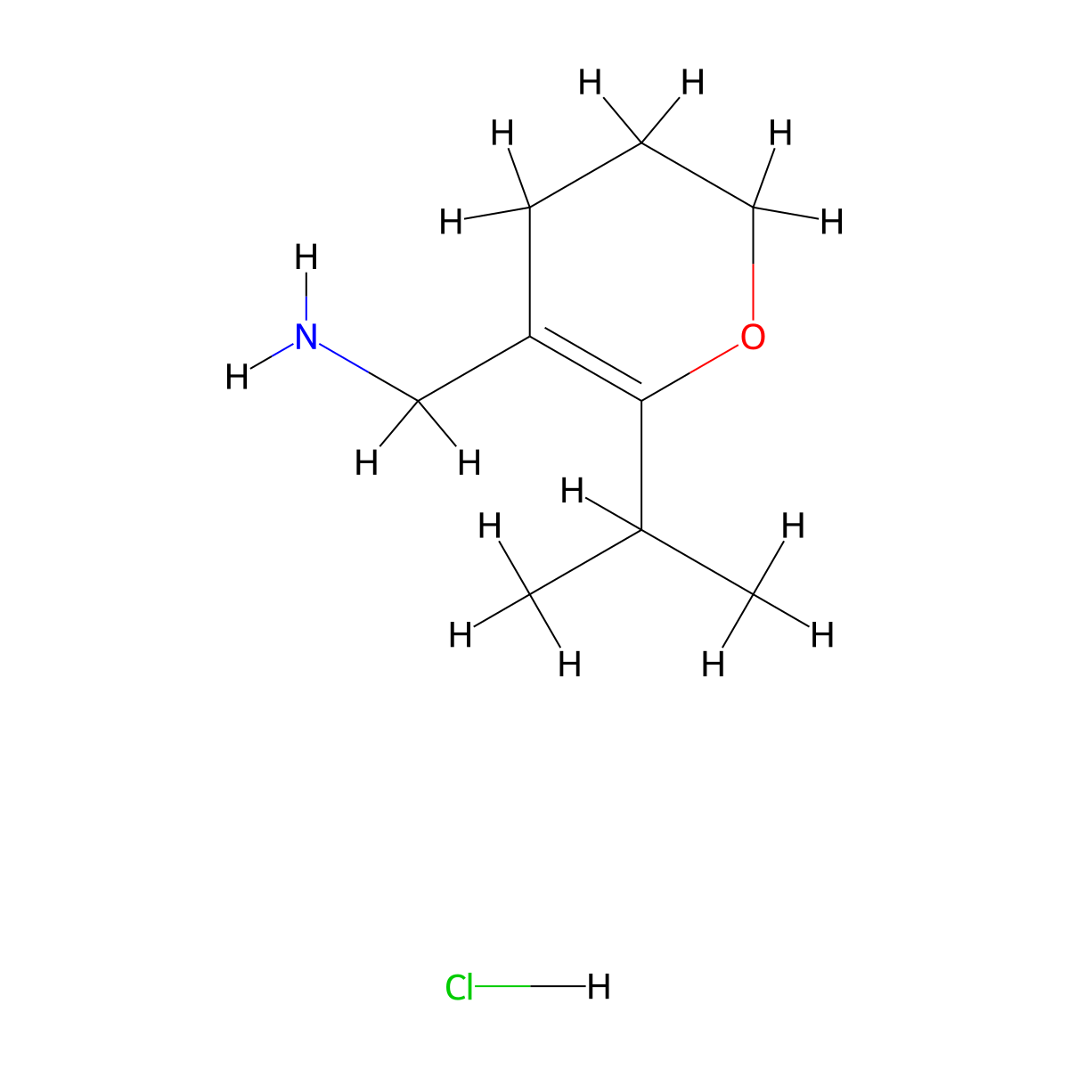 [6-(propan-2-yl)-3,4-dihydro-2H-pyran-5-yl]methanamine hydrochloride molecular structure, CAS 1384724-06-4