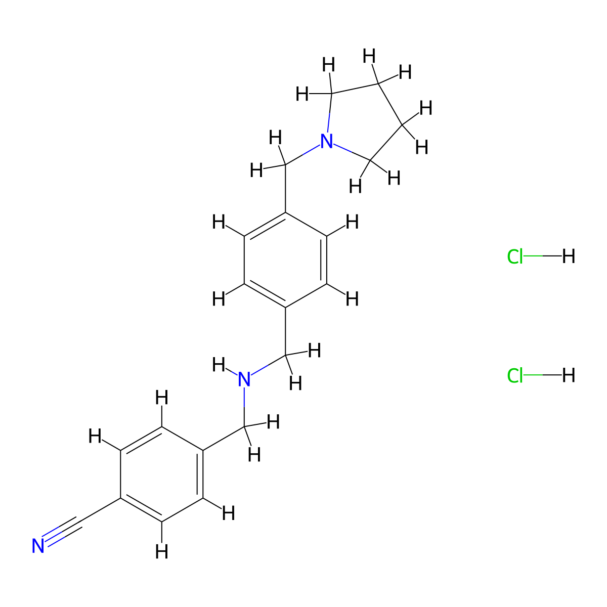 4-[({[4-(Pyrrolidin-1-ylmethyl)phenyl]methyl}amino)methyl]benzonitrile dihydrochloride molecular structure, CAS 1384724-10-0