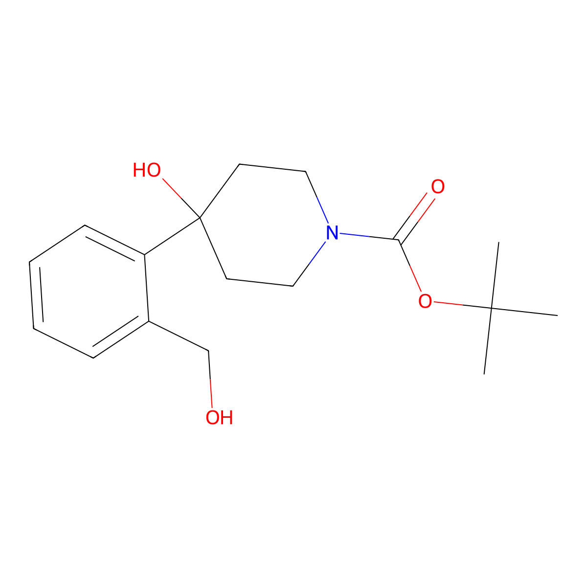Tert-butyl 4-hydroxy-4-[2-(hydroxymethyl)phenyl]piperidine-1-carboxylate molecular structure, CAS 1384724-11-1