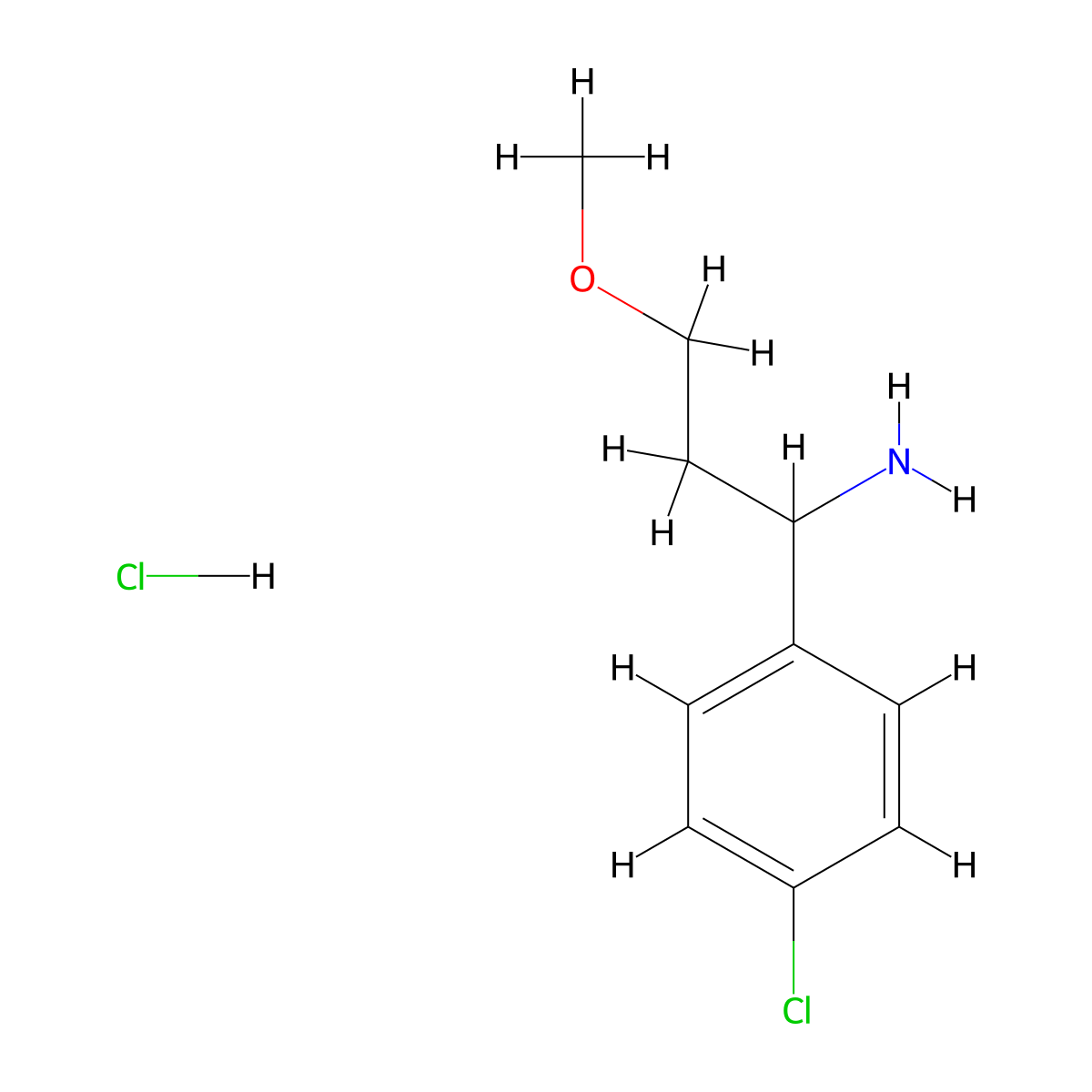 1-(4-Chlorophenyl)-3-methoxypropan-1-amine hydrochloride molecular structure, CAS 1384744-47-1