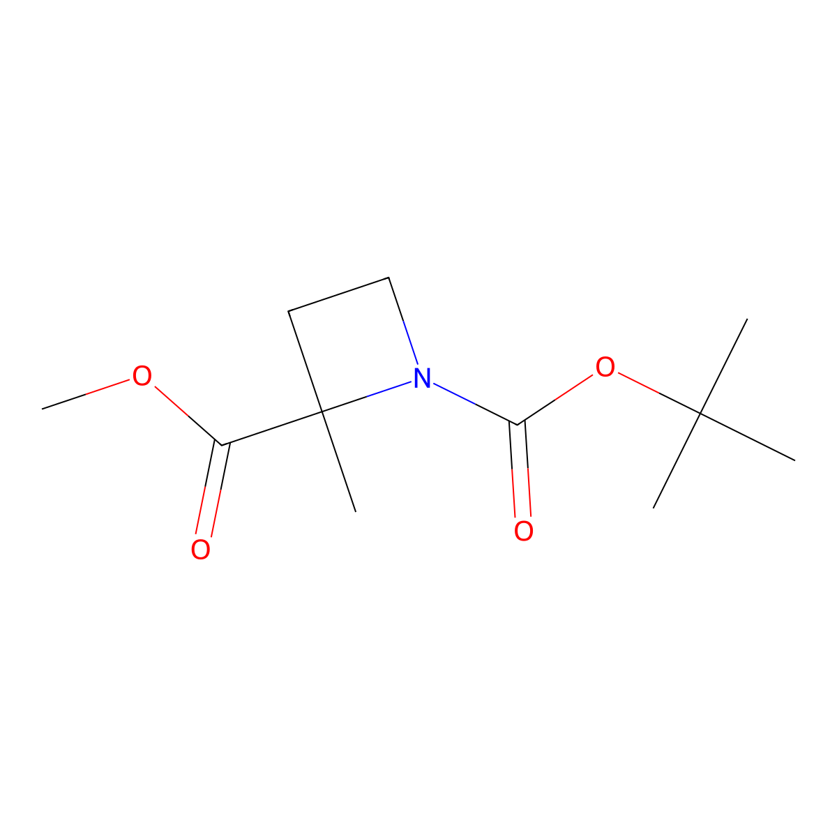 1-tert-butyl 2-methyl (2R)-2-methylazetidine-1,2-dicarboxylate molecular structure, CAS 1384745-52-1