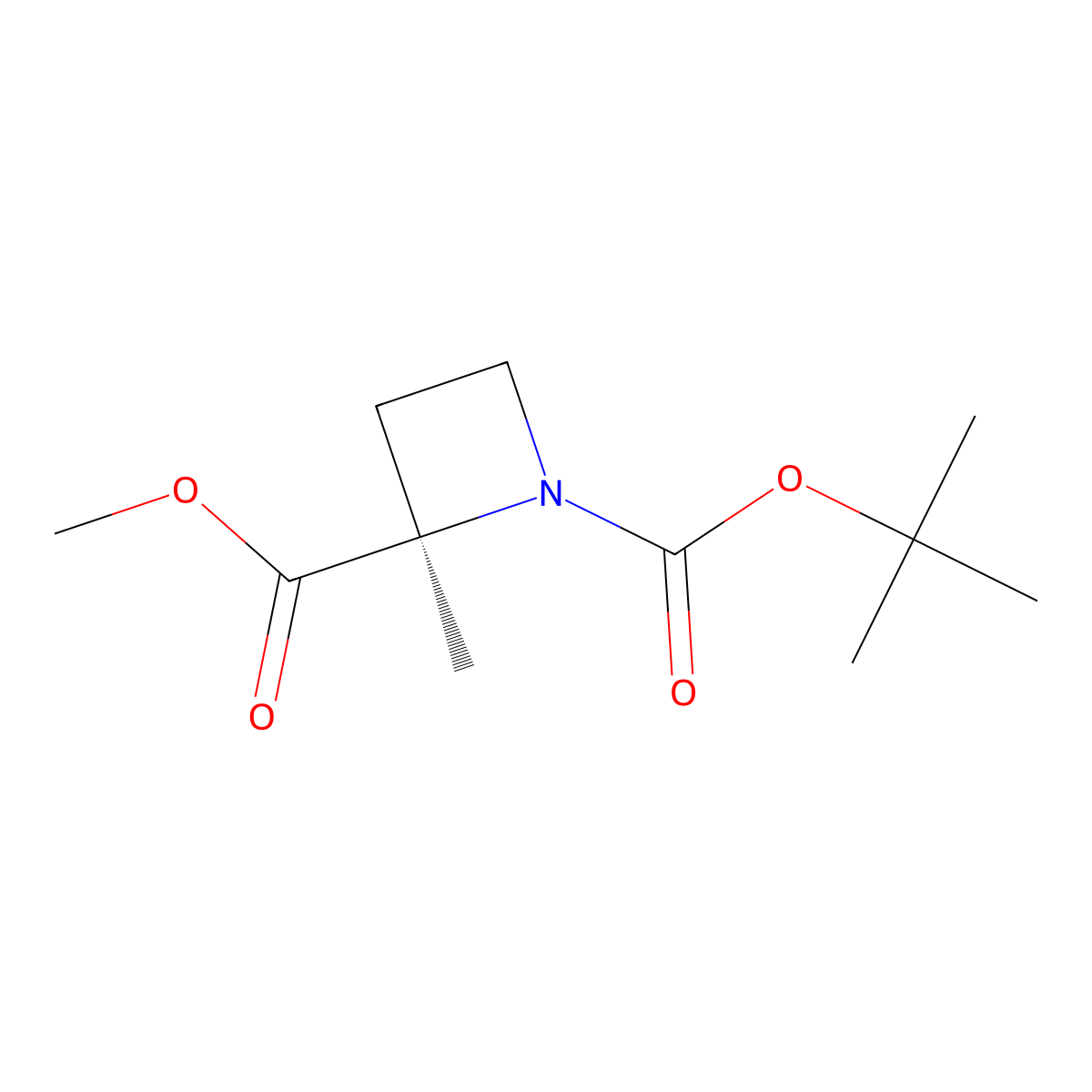 1-tert-butyl 2-methyl (2R)-2-methylazetidine-1,2-dicarboxylate molecular structure, CAS 1384745-52-1
