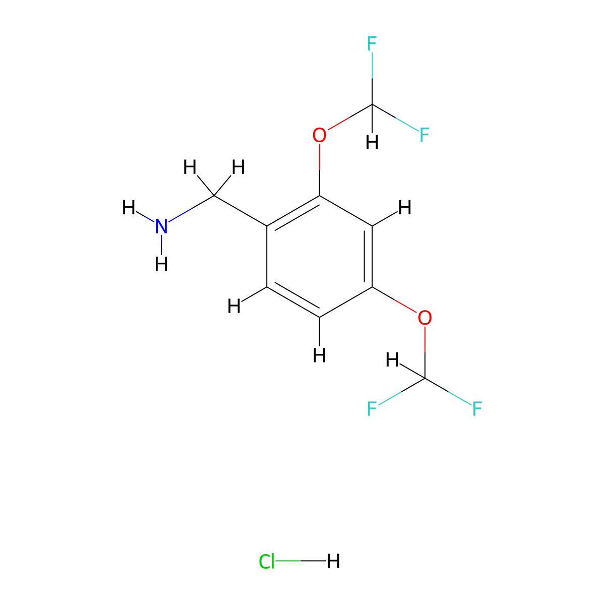 [2,4-Bis(difluoromethoxy)phenyl]methanamine hydrochloride molecular structure, CAS 1384748-17-7