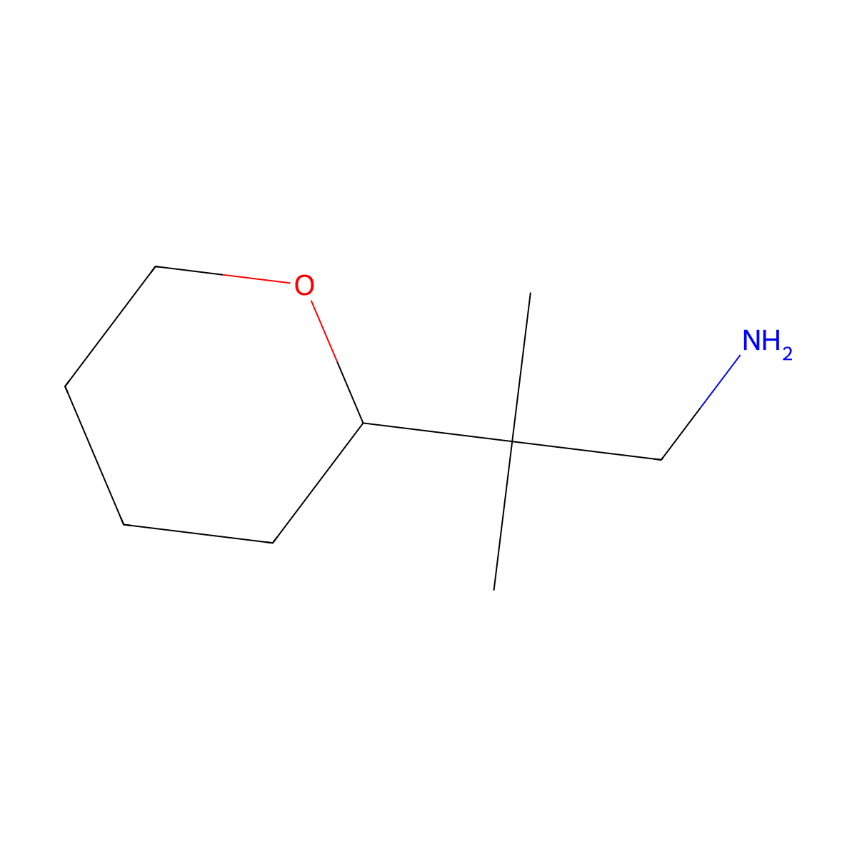 2-Methyl-2-(oxan-2-yl)propan-1-amine molecular structure, CAS 1384782-50-6