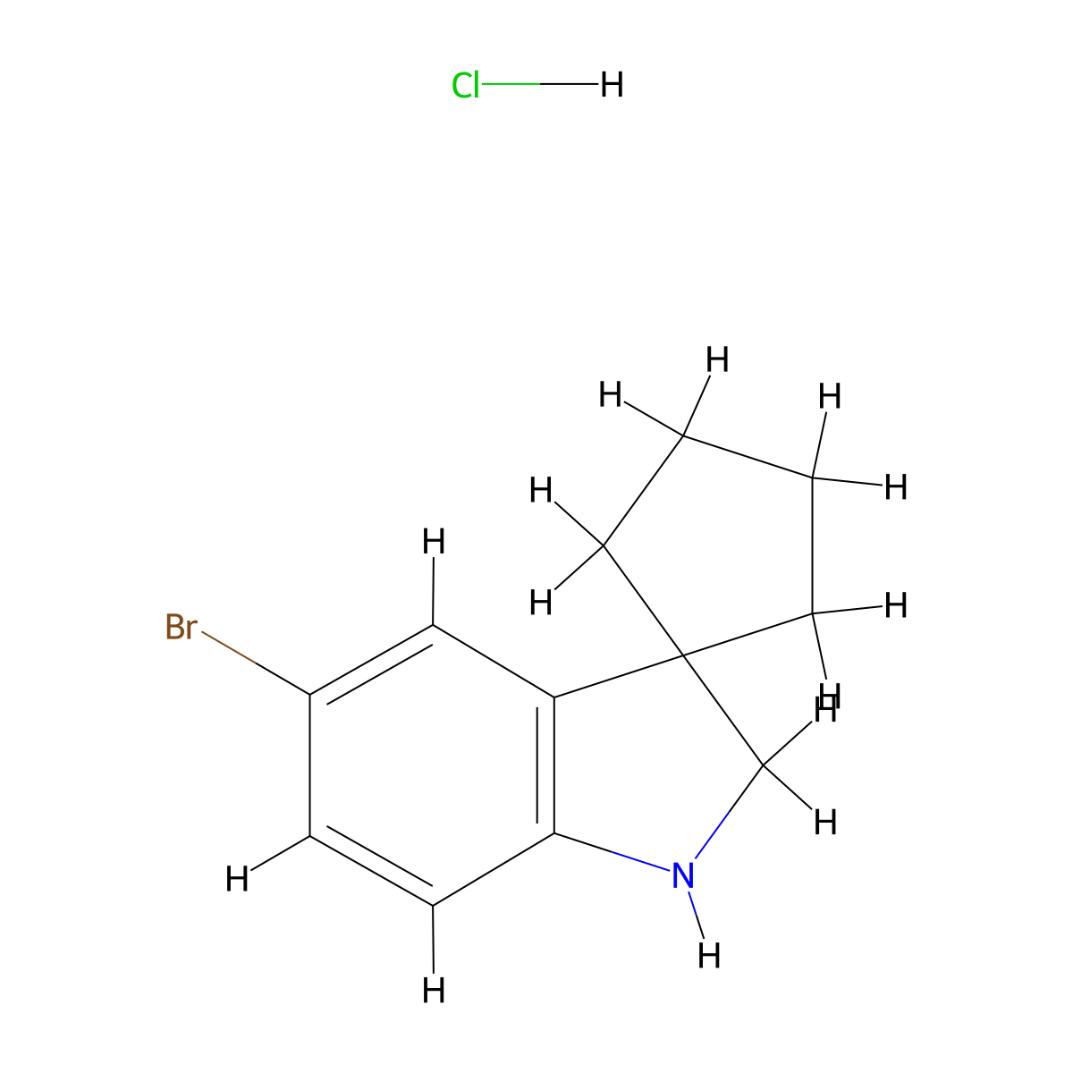 5'-Bromo-1',2'-dihydrospiro[cyclopentane-1,3'-indole] hydrochloride molecular structure, CAS 1384800-79-6