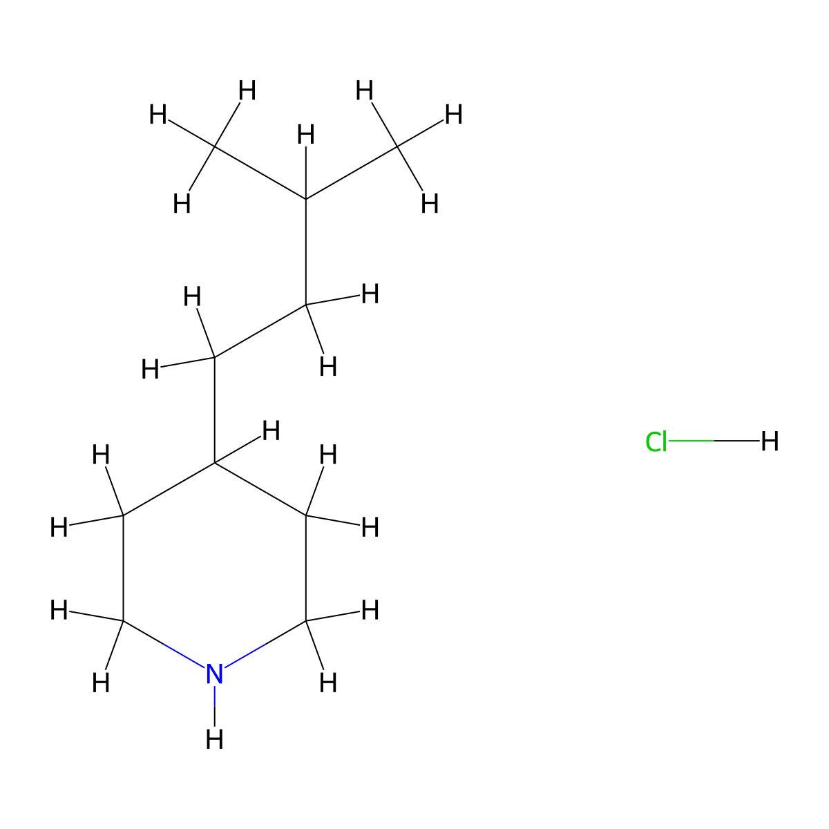 4-(3-Methylbutyl)piperidine hydrochloride molecular structure, CAS 1384808-60-9