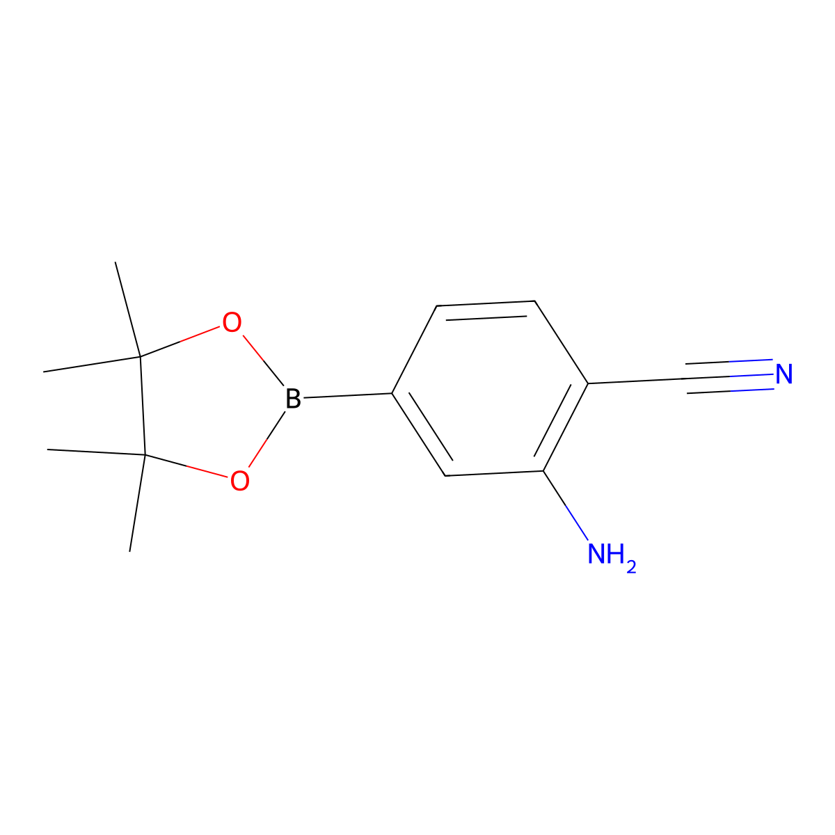 2-Amino-4-(4,4,5,5-tetramethyl-1,3,2-dioxaborolan-2-yl)benzonitrile molecular structure, CAS 1384855-33-7
