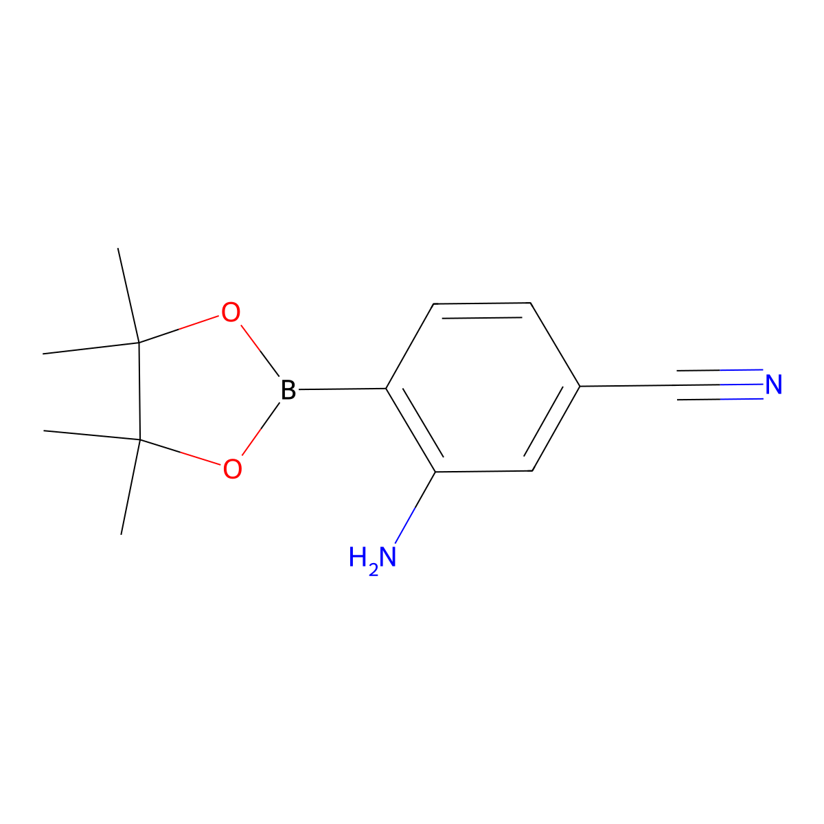 3-Amino-4-(4,4,5,5-tetramethyl-1,3,2-dioxaborolan-2-yl)benzonitrile molecular structure, CAS 1384855-68-8