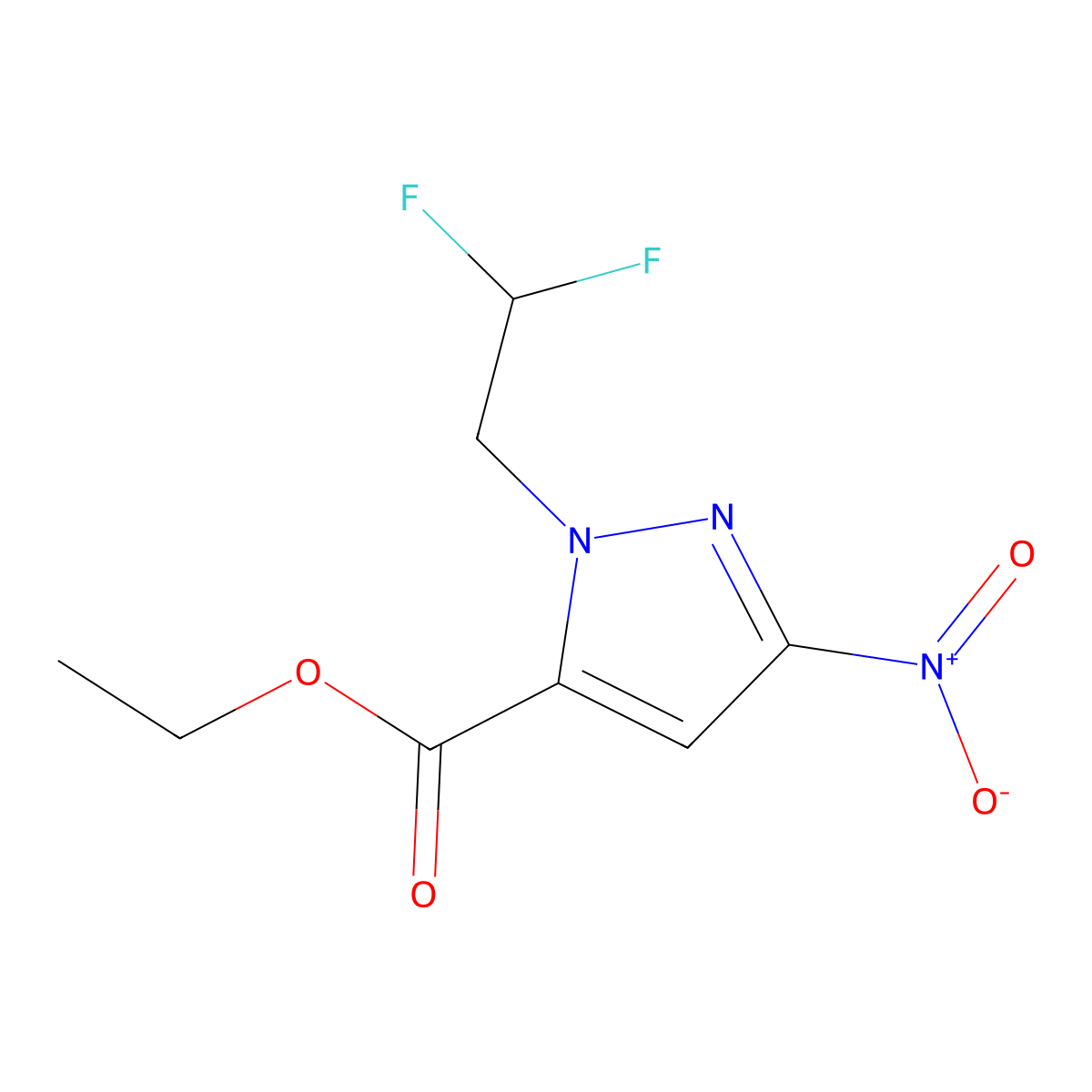 Ethyl 1-(2,2-difluoroethyl)-3-nitro-1H-pyrazole-5-carboxylate molecular structure, CAS 1384856-19-2