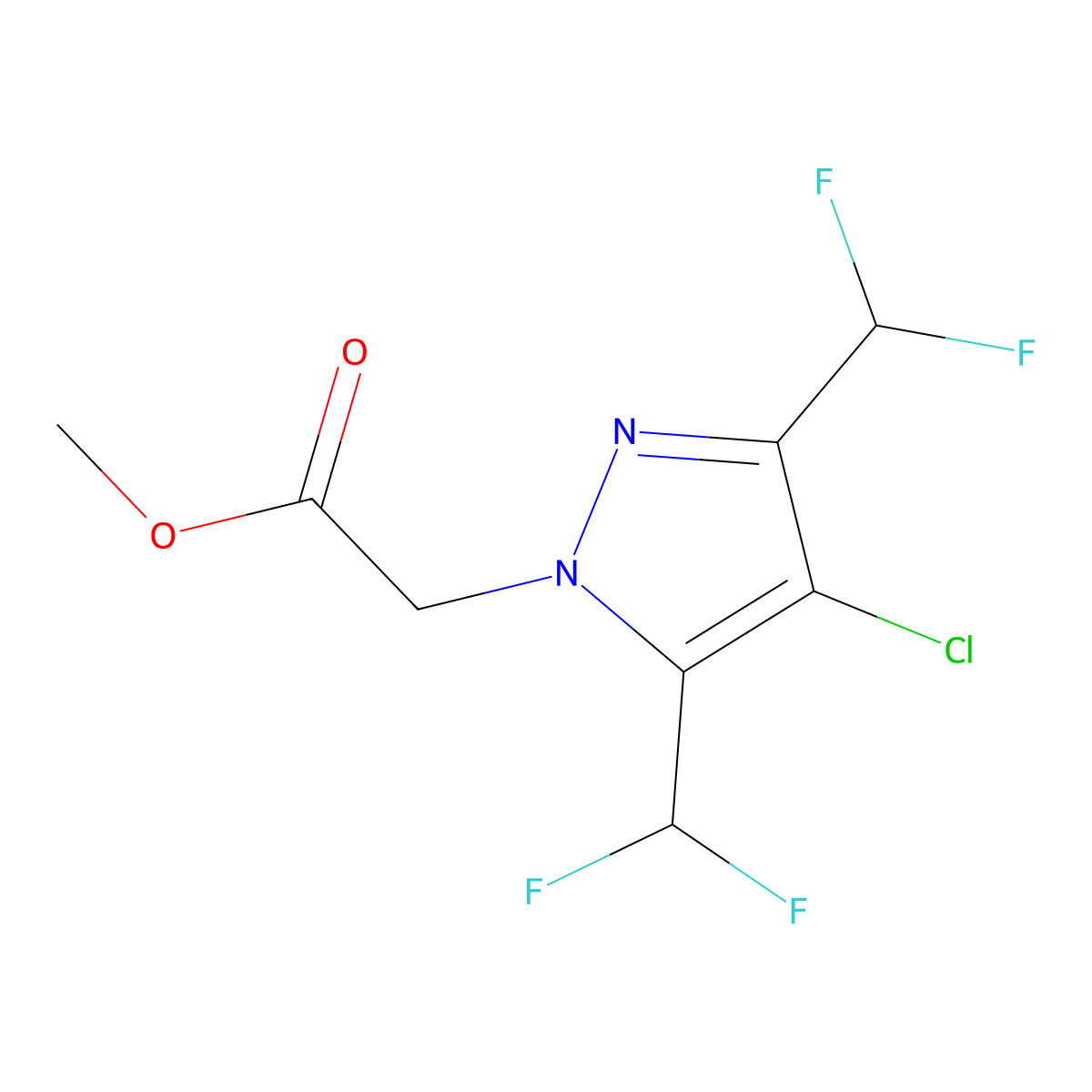 methyl [4-chloro-3,5-bis(difluoromethyl)-1H-pyrazol-1-yl]acetate molecular structure, CAS 1384856-22-7