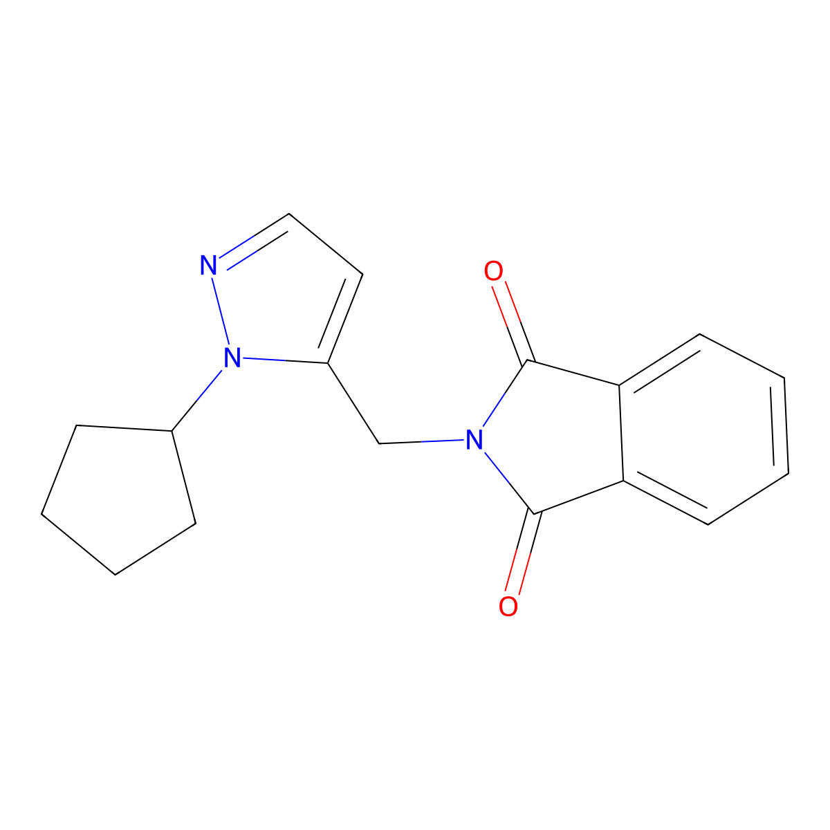 2-((1-Cyclopentyl-1H-pyrazol-5-yl)methyl)isoindoline-1,3-dione molecular structure, CAS 1384856-35-2
