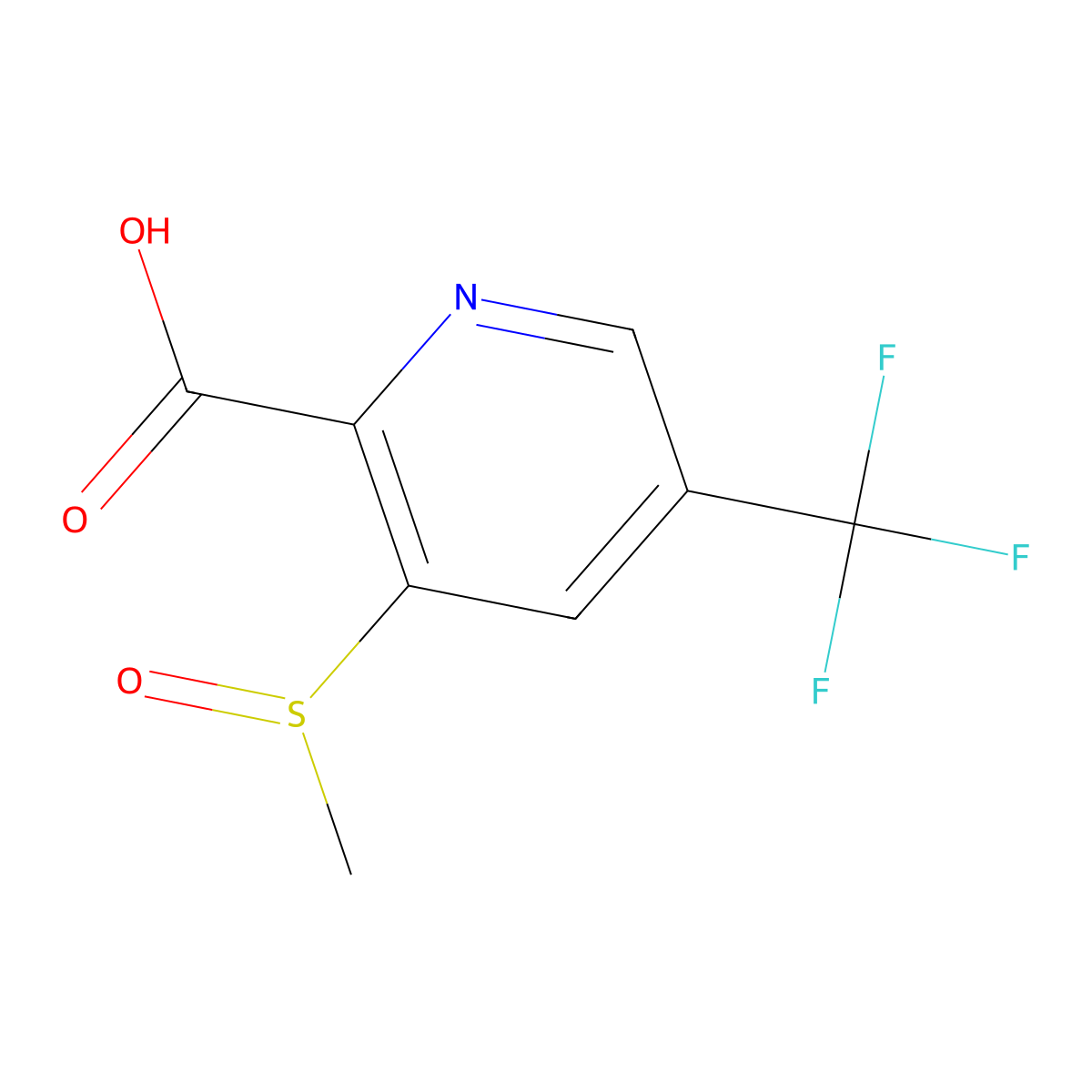 3-Methylsulfinyl-5-trifluoromethylpyridine-2-carboxylic acid molecular structure, CAS 1384870-13-6