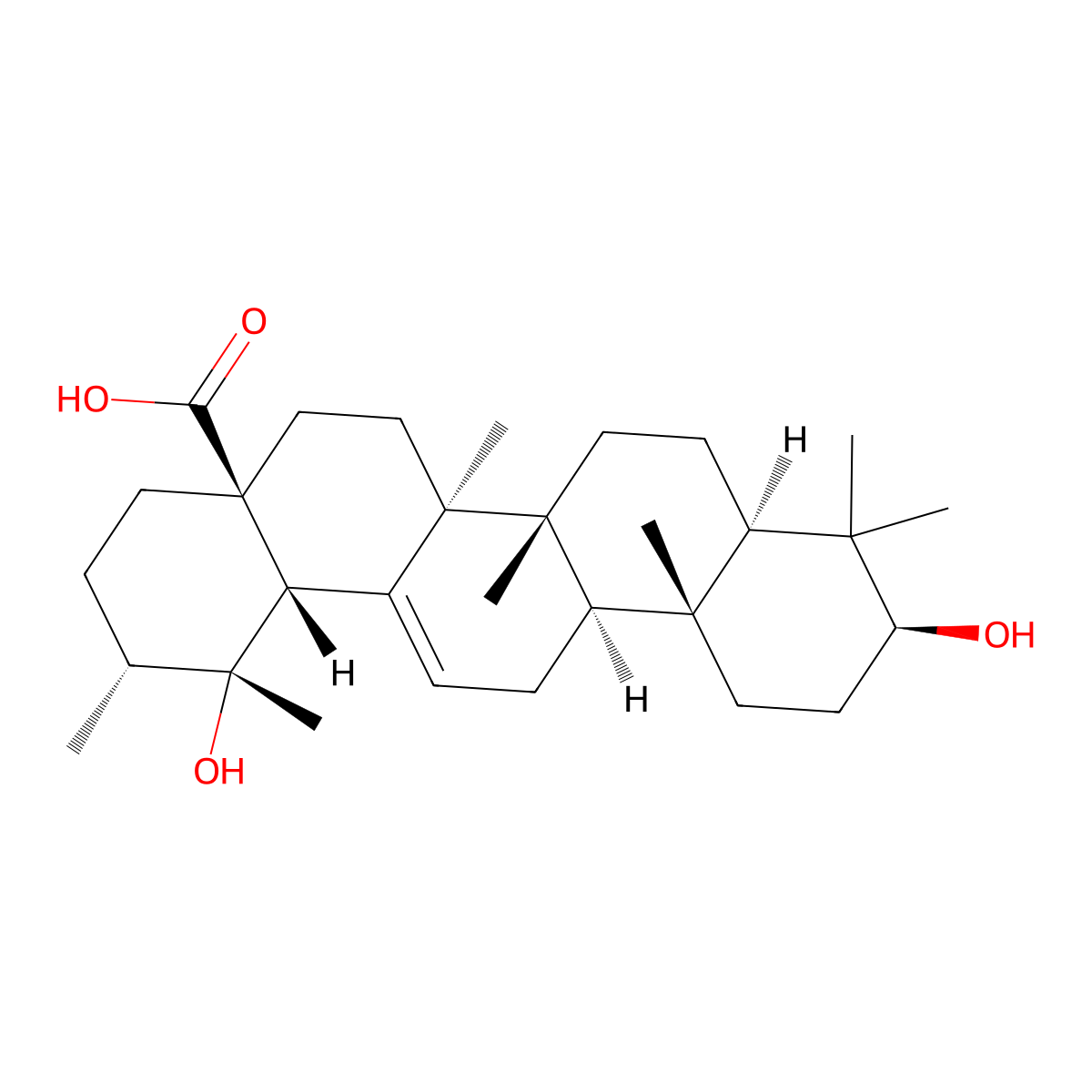 Pomolic Acid molecular structure, CAS 13849-91-7