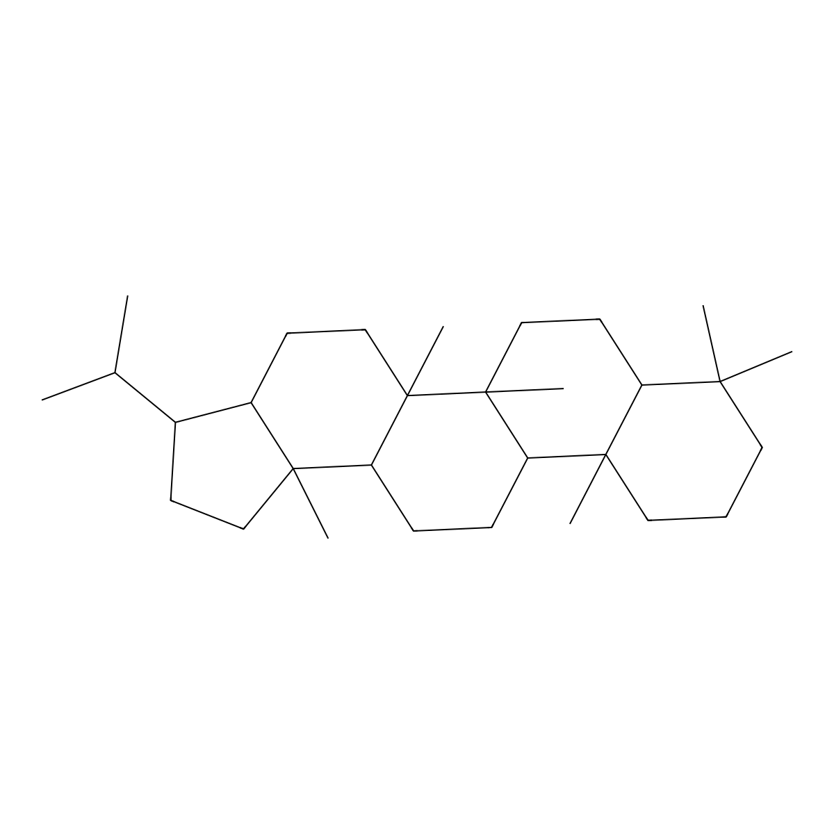5a,5b,8,8,11a,13b-Hexamethyl-3-propan-2-yl-1,2,3,3a,4,5,6,7,7a,9,10,11,11b,12,13,13a-hexadecahydrocyclopenta[a]chrysene molecular structure, CAS 13849-96-2