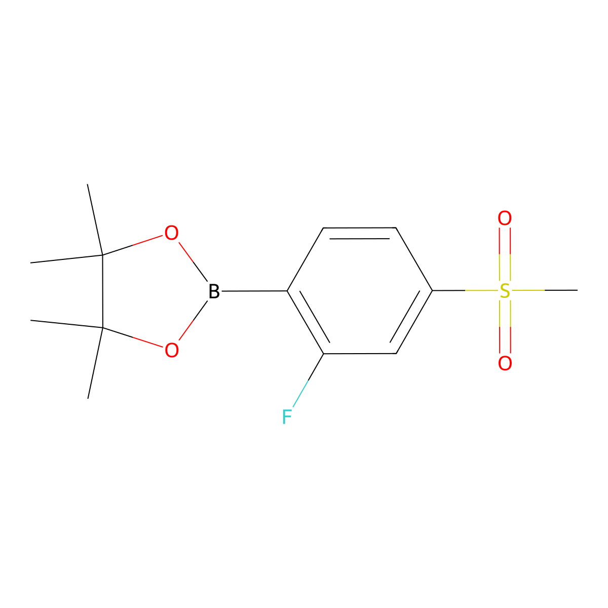 2-(2-Fluoro-4-(methylsulfonyl)phenyl)-4,4,5,5-tetramethyl-1,3,2-dioxaborolane molecular structure, CAS 1384951-71-6