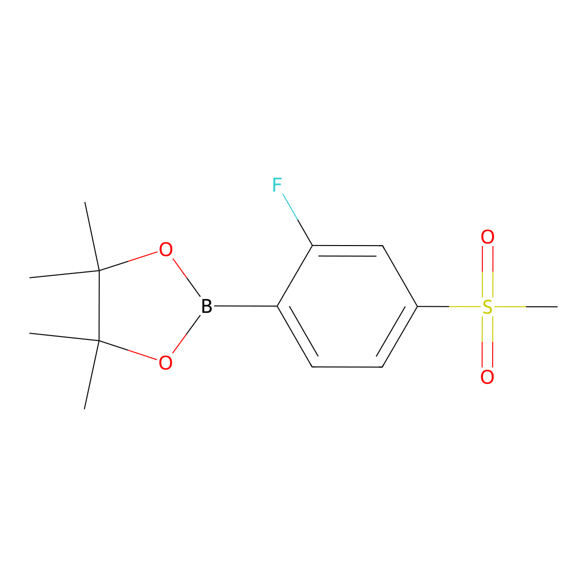 2-(2-Fluoro-4-(methylsulfonyl)phenyl)-4,4,5,5-tetramethyl-1,3,2-dioxaborolane molecular structure, CAS 1384951-71-6